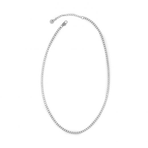 Necklace made of stainless steel Riviera with white zircons.