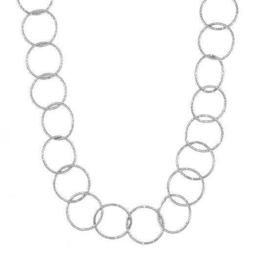 Stainless steel necklace with circles.