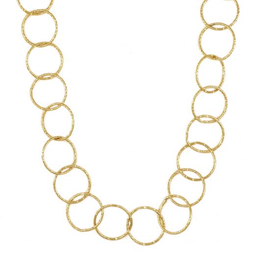 Κολιέ από ανοξείδωτο ατσάλι επίχρυσο ενωμένοι κύκλοι.