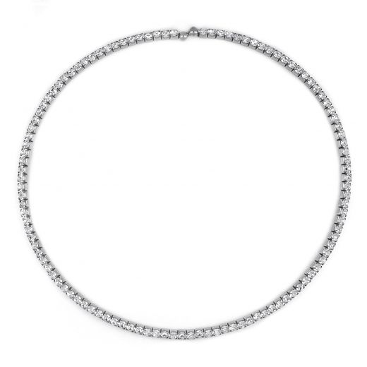 Κολιέ λαιμαριά από ανοξείδωτο ατσάλι ριβιέρα με λευκά ζιργκόν