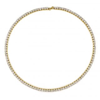 Κολιέ λαιμαριά από ανοξείδωτο ατσάλι επίχρυσο ριβιέρα με λευκά ζιργκόν