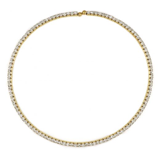 Κολιέ λαιμαριά από ανοξείδωτο ατσάλι επίχρυσο ριβιέρα με λευκά ζιργκόν