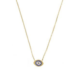 Necklace gold plated made of stainless steel with evil eye