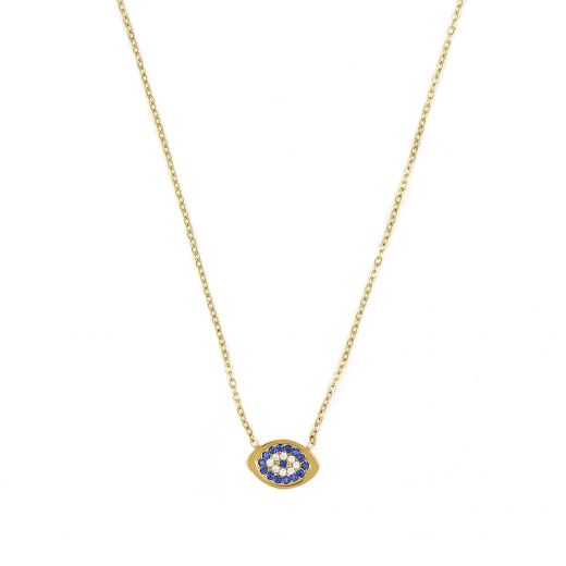 Necklace gold plated made of stainless steel with evil eye