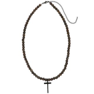 Men's necklace with agate and stainless steel black cross Men's necklace with agate and stainless steel black cross