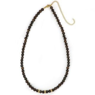 Men's necklace with agate and three gold plated stainless steel meander designs Men's necklace with agate and three gold plated stainless steel meander designs