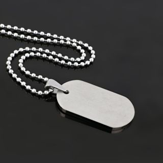 Matte surface pendant-plate made of stainless steel for engraving with chain. - 