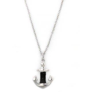 Pendant made of stainless steel with anchor chain with black cord. Pendant made of stainless steel with anchor chain with black cord.