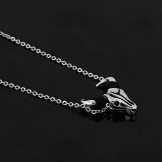 Pendant made of stainless steel with BULL design with black cord and chain. - 