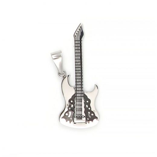 Electric guitar pendant made of stainless steel.