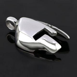 Helmet pendant made of stainless steel in silver color. - 