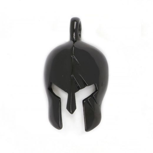 Helmet pendant made of stainless steel in black color.