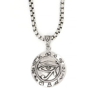 Pendant made of stainless steel with Egyptian eye chain. Pendant made of stainless steel with Egyptian eye chain.
