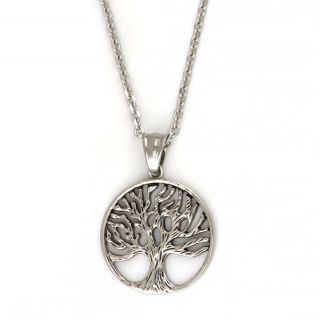 Pendant made of stainless steel with tree of life chain. Pendant made of stainless steel with tree of life chain.