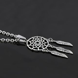 Dreamcatcher pendant made of stainless steel with chain - 