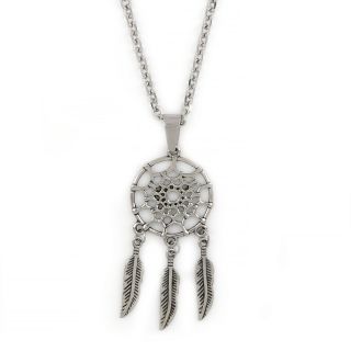Dreamcatcher pendant made of stainless steel with chain Dreamcatcher pendant made of stainless steel with chain