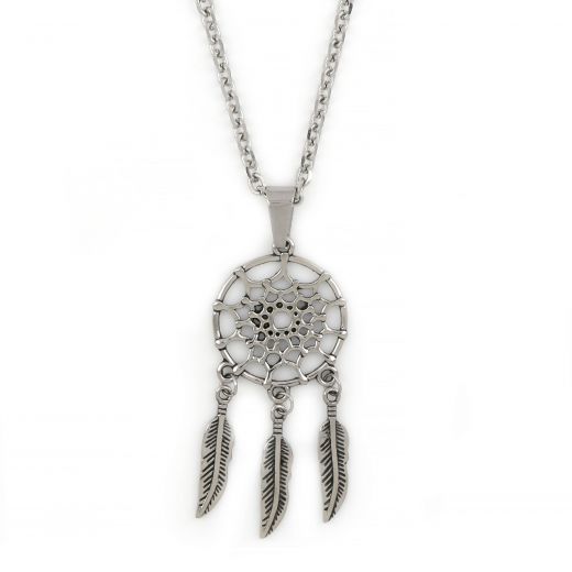 Dreamcatcher pendant made of stainless steel with chain