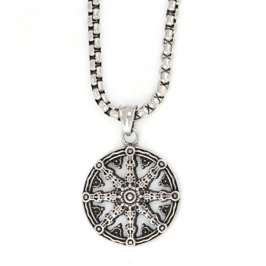Pendant made of stainless steel with DHARMA wheel chain.