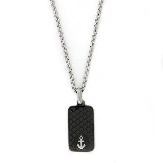 Pendant-plate made of stainless steel with embossed design anchor with chain. Pendant-plate made of stainless steel with embossed design anchor with chain.