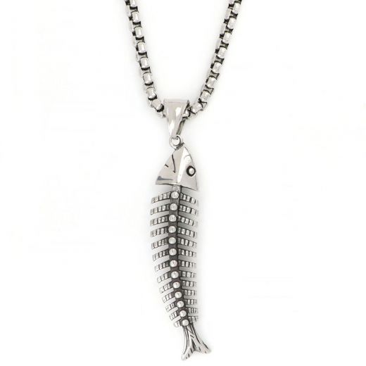 Pendant made of stainless steel with fishbone chain.