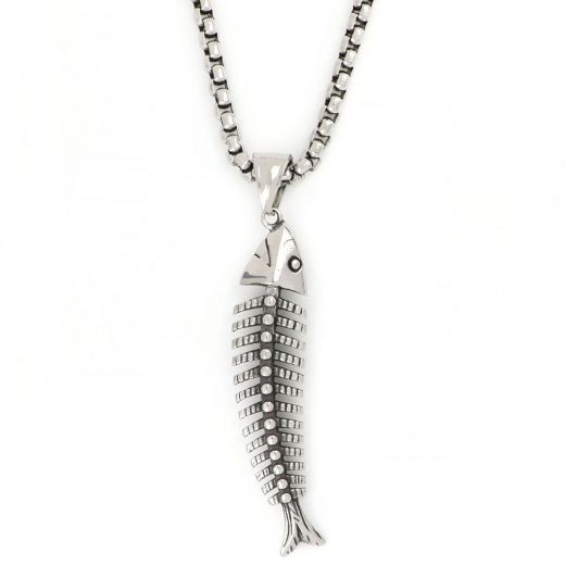 Pendant made of stainless steel with fishbone chain.
