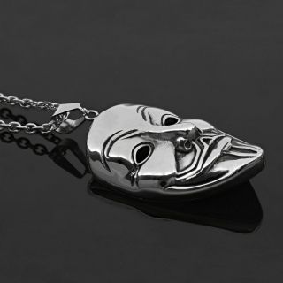 Pendant made of stainless steel with Anonymous mask and chain. - 