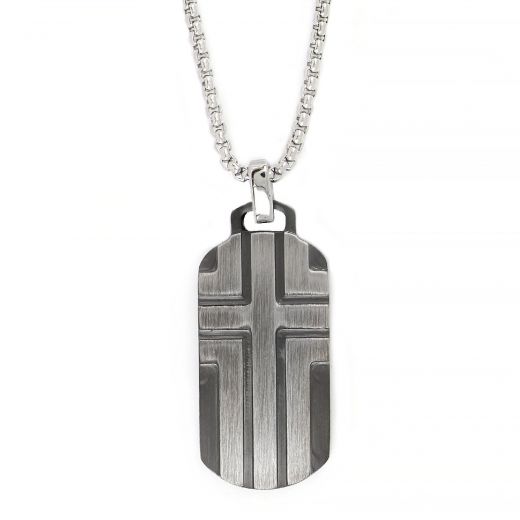 Men's stainless steel pendant with embossed cross