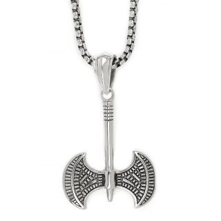 Men's stainless steel embossed with labrys and chain Men's stainless steel embossed with labrys and chain