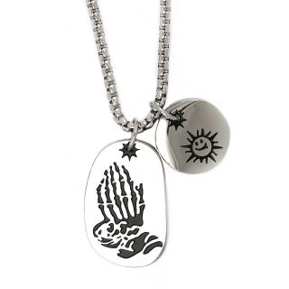 Men's stainless steel pendant with skeleton hand and sun and chain Men's stainless steel pendant with skeleton hand and sun and chain