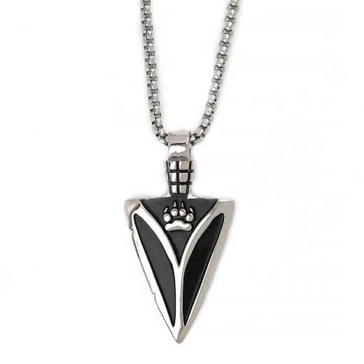 Men's stainless steel pendant with Gungnir Viking spear and chain