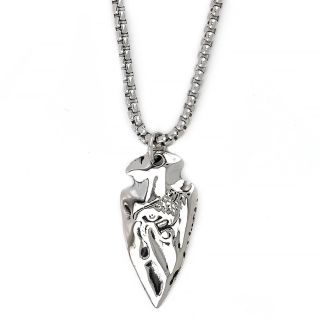 Men's stainless steel pendant with Viking style spear and chain