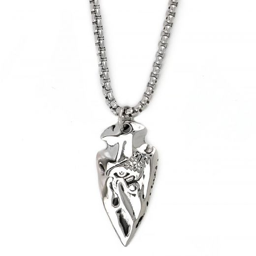 Men's stainless steel pendant with Viking style spear and chain