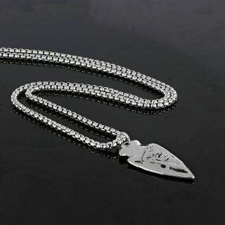 Men's stainless steel pendant with Viking style spear and chain - 
