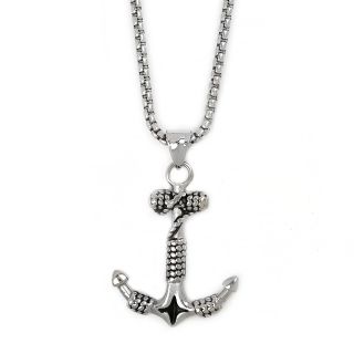 Men's stainless steel pendant with anchor and chain