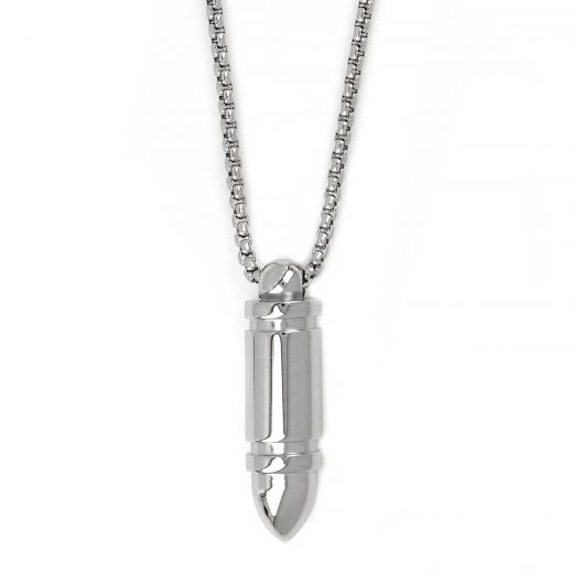 Men's stainless steel pendant with bullet and chain