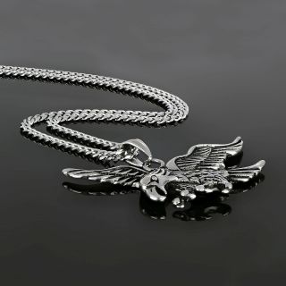 Men's stainless steel pendant with eagle and chain - 