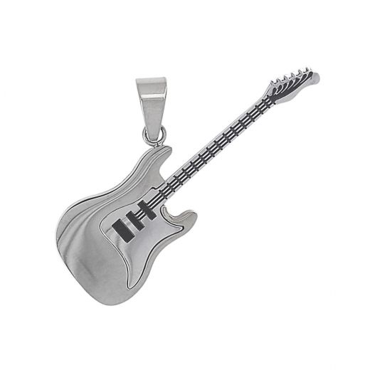 Pendant electric guitar steel in silver color