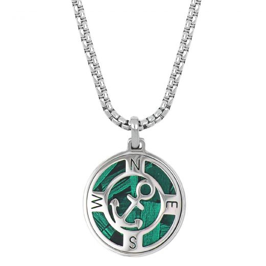 Pendant made of stainless steel with compass with anchor chain