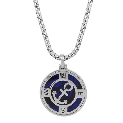 Pendant made of stainless steel with compass with anchor chain