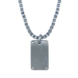 Ανδρικό μενταγιόν ice blue χρώμα ατσάλινο με ανάγλυφο σχέδιο άγκυρα και αλυσίδα Ανδρικό μενταγιόν ice blue χρώμα ατσάλινο με ανάγλυφο σχέδιο άγκυρα και αλυσίδα