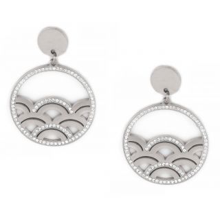Earrings made of stainless steel round with strass. Earrings made of stainless steel round with strass.