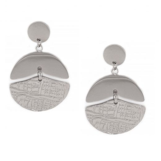 Earrings made of stainless steel with embossed design.
