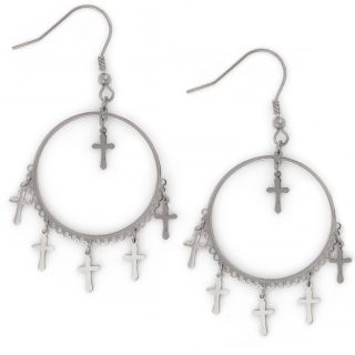 Earrings made of stainless steel with small crosses. Earrings made of stainless steel with small crosses.