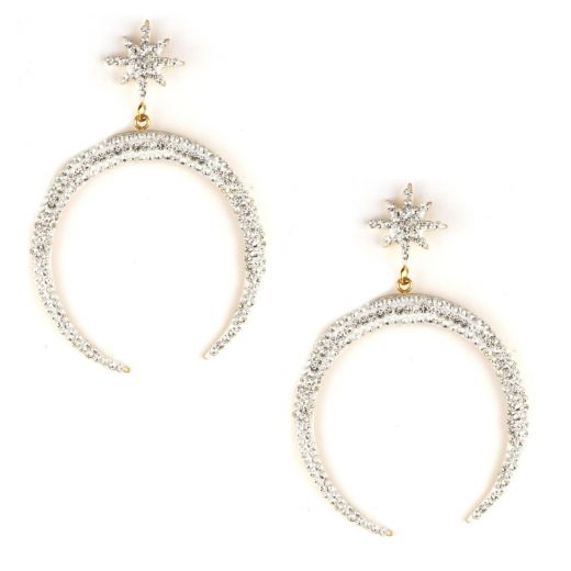 Earrings made of gold plated stainless steel filled with strass.