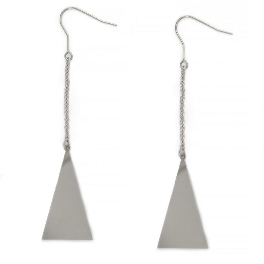 Earrings made of stainless steel with chain and triangle.