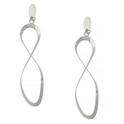 Earrings made of stainless steel in infinity shape.
