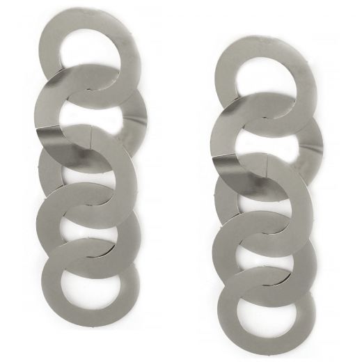Earrings made of stainless steel with five hoops.
