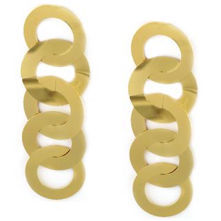 Earrings made of gold plated stainless steel with five hoops. Earrings made of gold plated stainless steel with five hoops.
