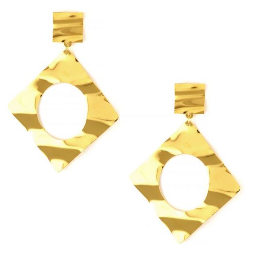 Earrings made of gold plated stainless steel in rhombus shape
