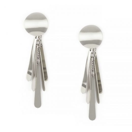 Earrings made of stainless steel with hanging elements.